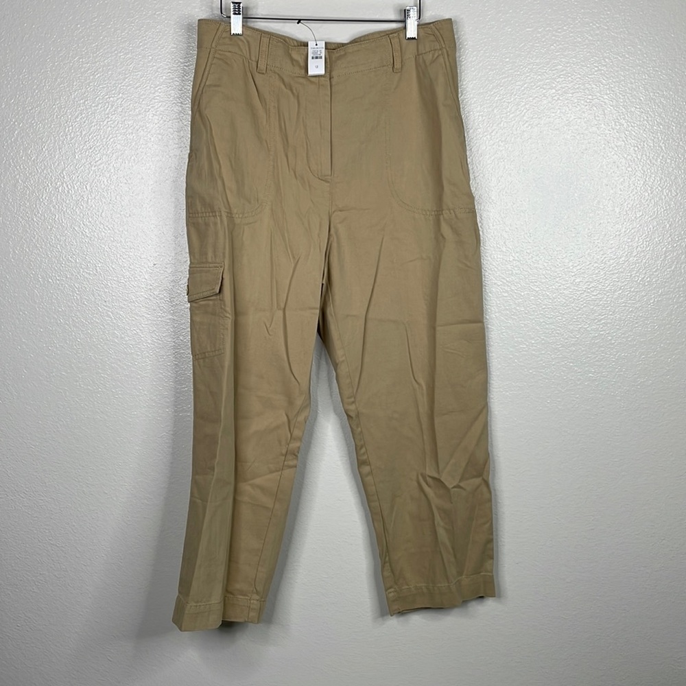New Talbots‎ Cargo Pants Sz 12 Tan Linen-blend